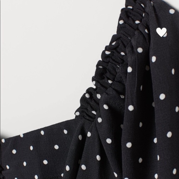 NWT H&M Dots Ruched Long Puff Sleeve Crop - Picture 6 of 8